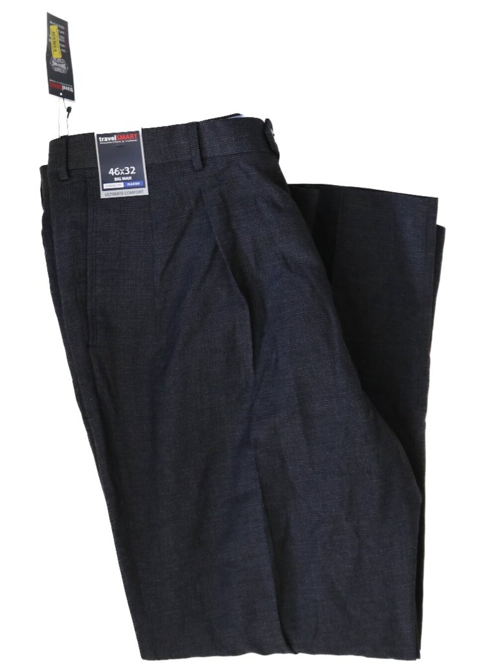 Roundtree & Yorke TravelSmart Big Man Pants Mens 46x32 Gray Pleated Twill NWT